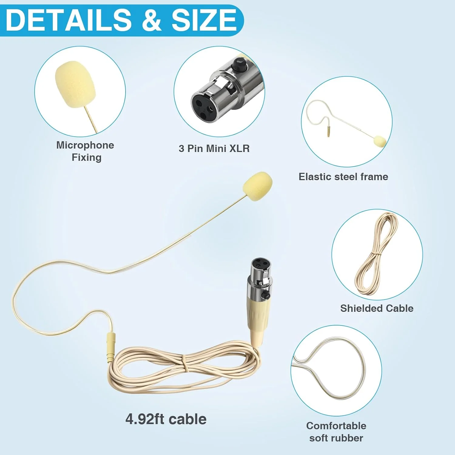 بسته 10 عددی میکروفون هدست تک گوشی با مینی XLR 3 پین TA3F، میکروفون کندانسور آویز گوشی