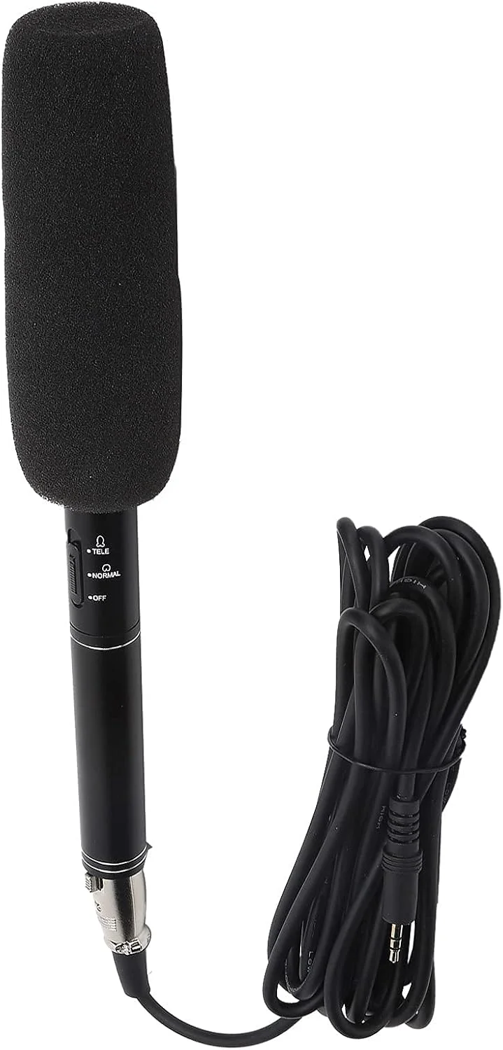 میکروفون ضبط صدا با سیم، میکروفون مصاحبه قابل حمل با حساسیت بالا، میکروفون جهت دار برای جلسات، جشن های فضای باز، سخنرانی ها، تولید فیلم یا تلویزیون، مشکی