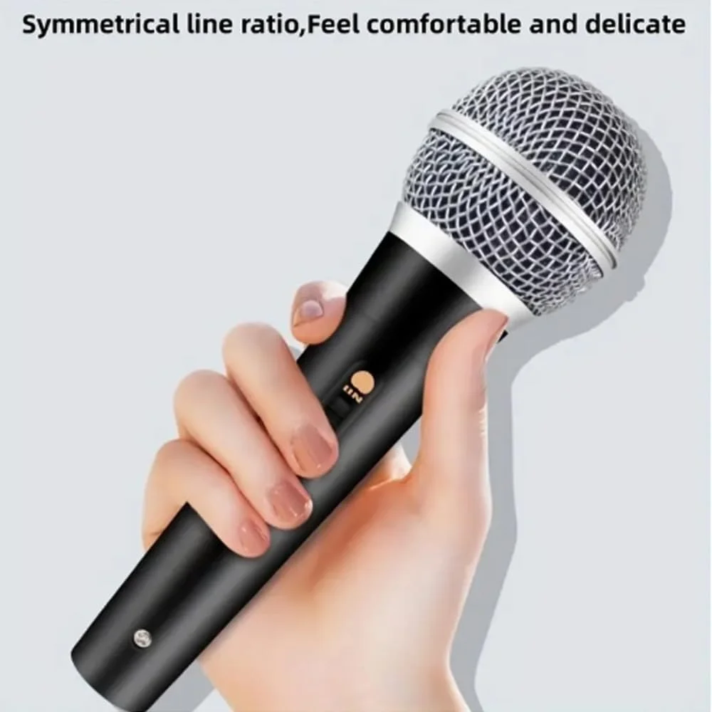 میکروفون دستی سیم دار - میکروفون دینامیک وکال با کابل 3 متری و کلید روشن/خاموش، ایده آل برای سخنرانی، کارائوکه، پخش زنده خانگی و جلسات