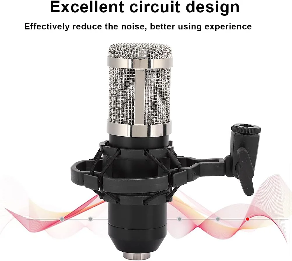 میکروفون کاندنسر سیم دار کامپیوتر GOWENIC با پایه ضد لرزش، میکروفون ضبط یک طرفه با حساسیت بالا، مناسب برای پخش زنده/کارائوکه/مصاحبه/استودیو