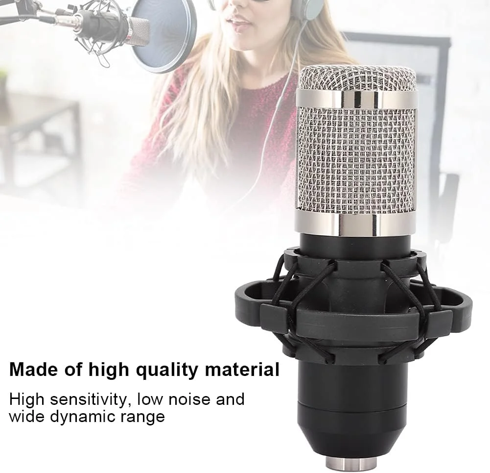میکروفون کاندنسر سیم دار کامپیوتر GOWENIC با پایه ضد لرزش، میکروفون ضبط یک طرفه با حساسیت بالا، مناسب برای پخش زنده/کارائوکه/مصاحبه/استودیو