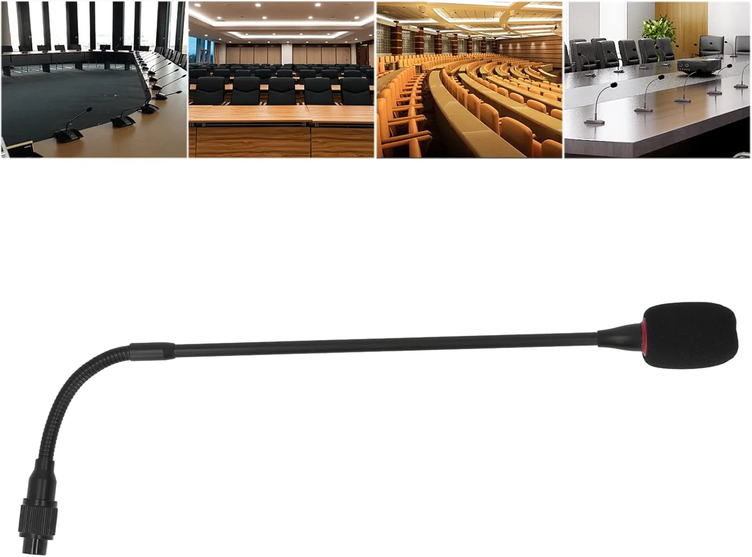 میکروفون 42 سانتی متری GOWENIC با آلیاژ آلومینیوم انعطاف پذیر، پنبه ضد باد، چراغ نشانگر برای کنفرانس