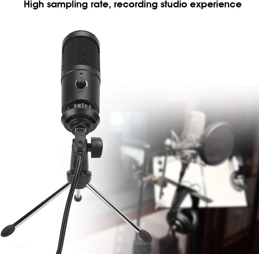 میکروفون کاندنسر GOWENIC، میکروفون حرفه ای کاندنسر دیافراگم بزرگ برای آواز، ضبط پخش زنده، مصاحبه، استودیو کامپیوتر، میکروفون دستی رومیزی