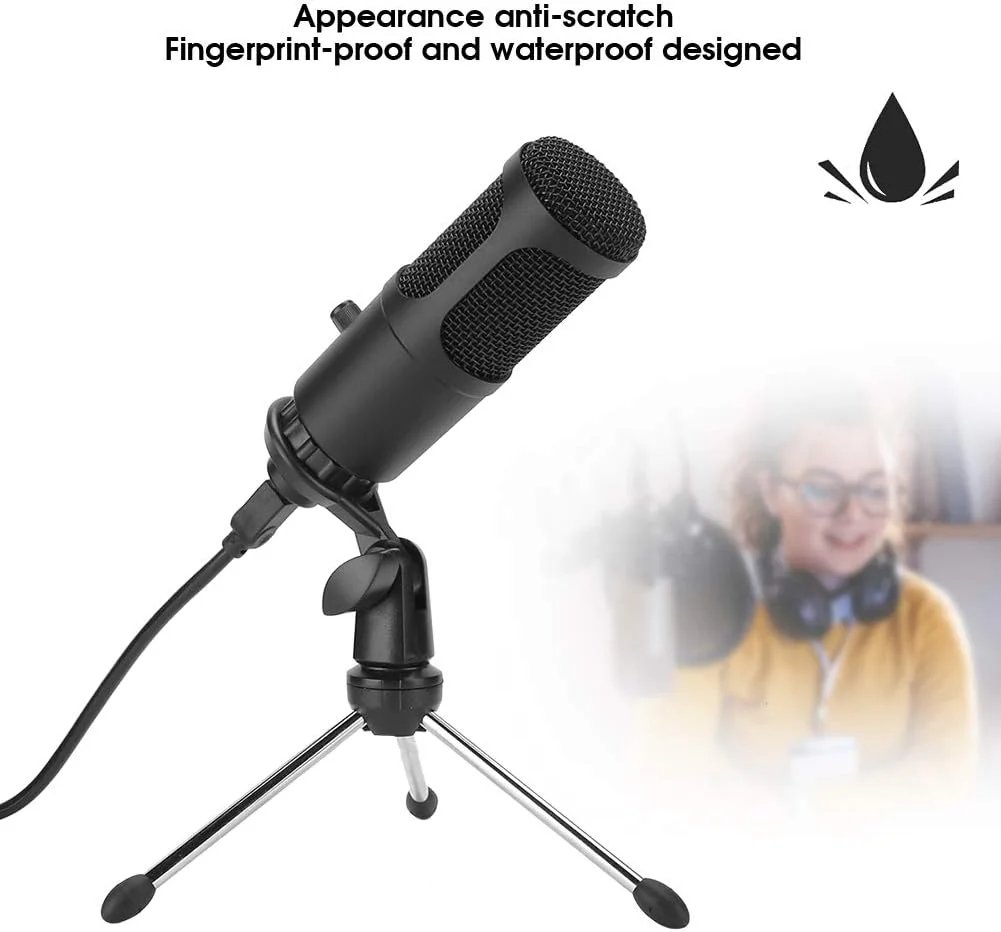 میکروفون کاندنسر GOWENIC، میکروفون حرفه ای کاندنسر دیافراگم بزرگ برای آواز، ضبط پخش زنده، مصاحبه، استودیو کامپیوتر، میکروفون دستی رومیزی