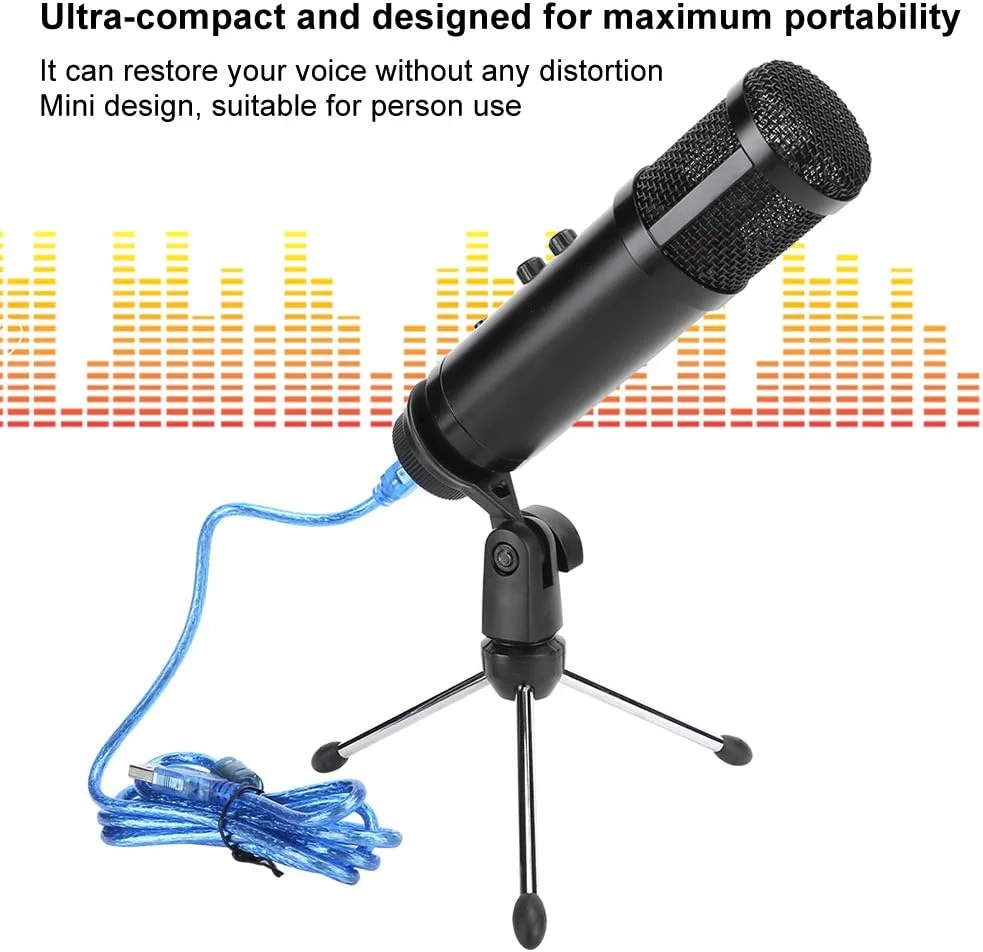 کیت میکروفون استودیویی GOWENIC، میکروفون کاردیوئید خازنی کارائوکه سیمی USB با پایه براکت و پاپ فیلتر برای سازهای موسیقی، پخش، مصاحبه، ضبط