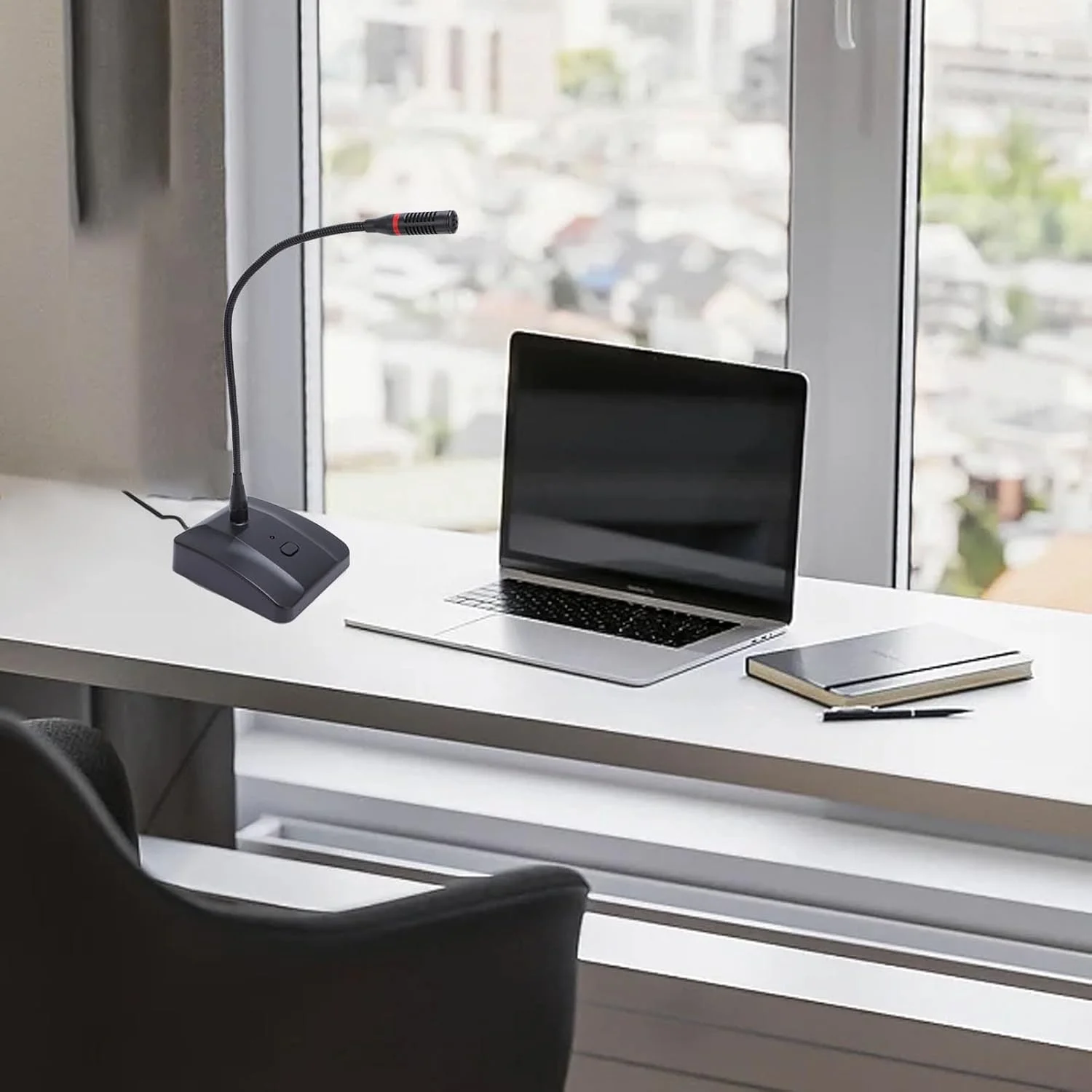 میکروفون رومیزی گردن غازی، میکروفون کاندنسر XLR سیمی نصب شده روی میز با فوم بادگیر، کیفیت صدای حرفه ای برای سخنرانی ها و کنفرانس های ویدیویی