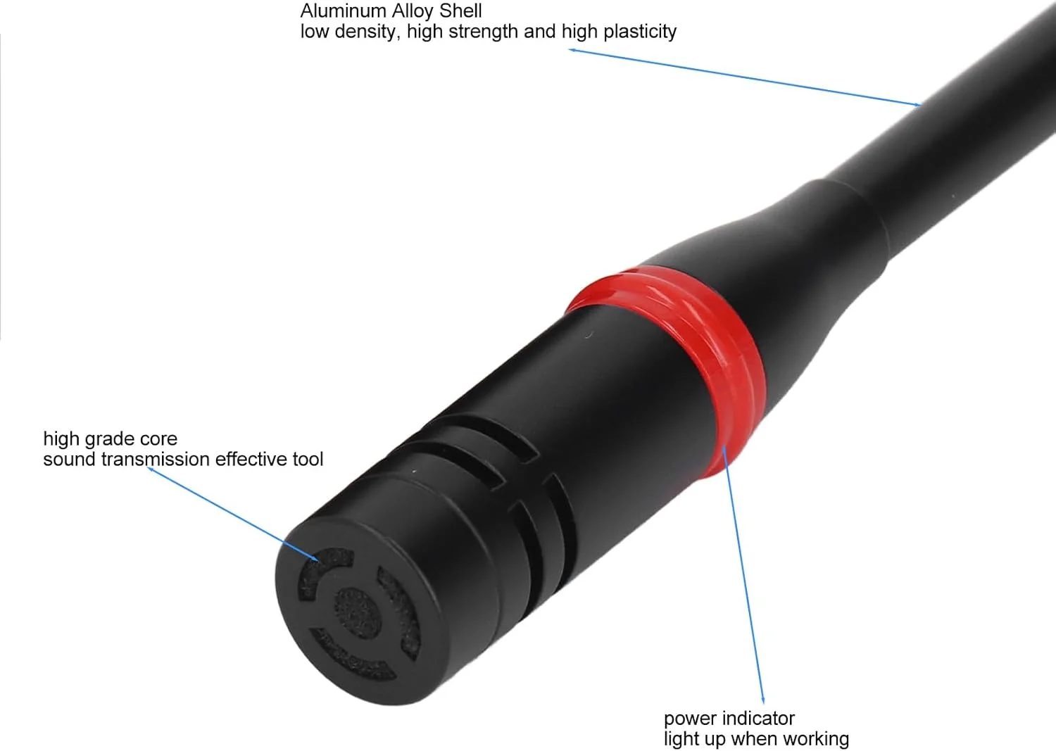 میکروفون گردن غازی، میکروفون کندانسور گردن غازی انعطاف پذیر 45 سانتی متری، میکروفون تریبونی با نشانگر روشن/خاموش برای کنفرانس ها و جلسات