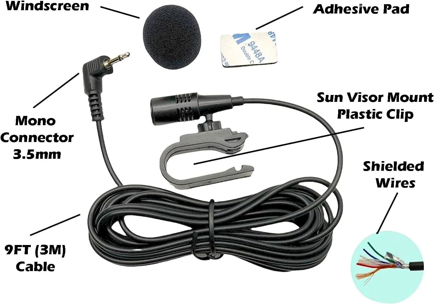 میکروفون 3.5 میلی‌متری Goodsby، میکروفون هندزفری جایگزین برای گیرنده استریو داشبورد خودروی SONY MEX-N5000BT MEX-N5100BT XAV-AX1000 XAV-AX150 XAV-AX3000 XAV-AX3200 XAV-AX3250 XAV-AX5500 XAV-AX5600 XAV-AX7000