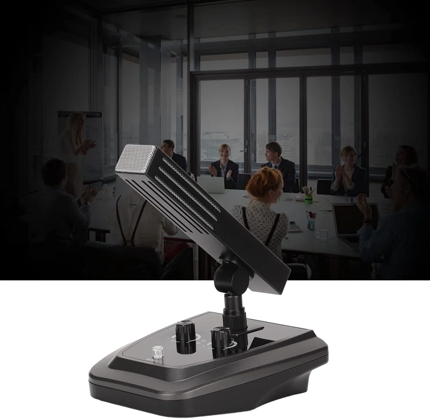 میکروفون کندانسور گردن غازی، سوئیچ خود قفل شونده مکانیکی با قابلیت تنظیم ریورب، میکروفون کندانسور کوچک رومیزی برای سخنرانی آنلاین و پخش