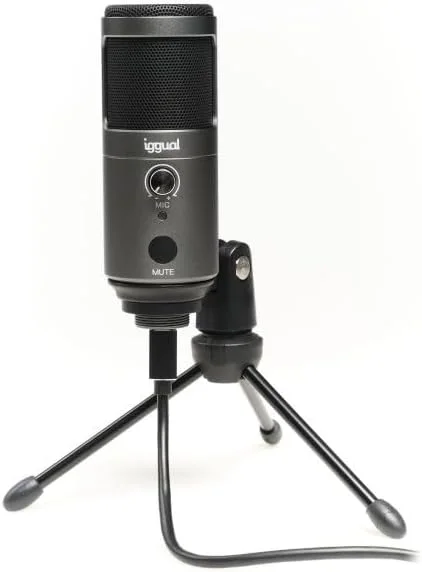 میکروفون کاندنسر حرفه ای Glowster خاکستری با حساسیت بالا و ضبط صدای واضح، ایده آل برای پادکست و ضبط صدا