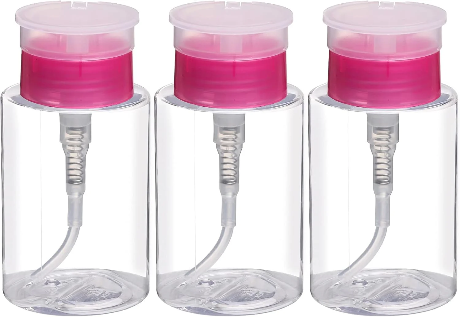 بسته ۳ عددی پمپ خالی پخش کننده لاک پاک کن، مناسب برای الکل، استون، لاک و پاک کننده آرایش، ۱۵۰ میلی لیتر، درب صورتی