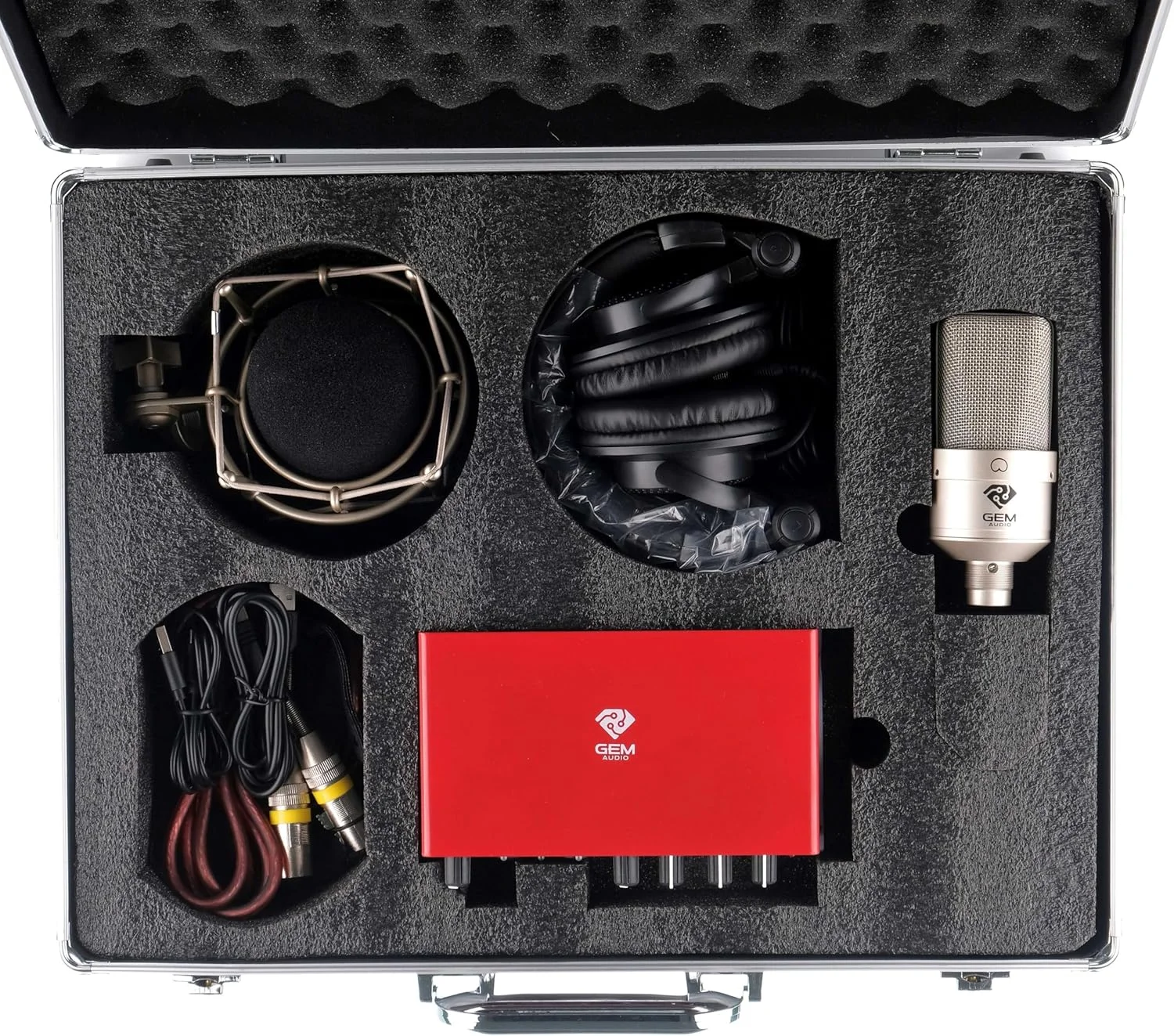 مجموعه استودیویی خانگی GA103/SC23 شامل میکروفون، کارت صدا، هدفون، پایه و پاپ فیلتر مناسب برای پخش زنده، تولید محتوا، پادکست، ساز و آواز