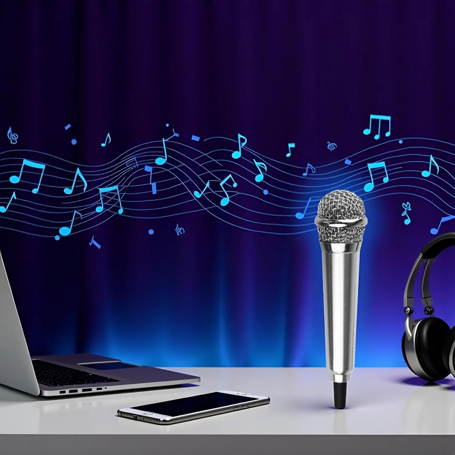 میکروفون آواز نقره ای کوچک، میکروفون کارائوکه تلفن همراه، میکروفون کندانسور 3.5 میلی متری، میکروفون دستی کوچک برای تلفن همراه، لپ تاپ، نوت بوک، میکروفون های بی سیم دستی