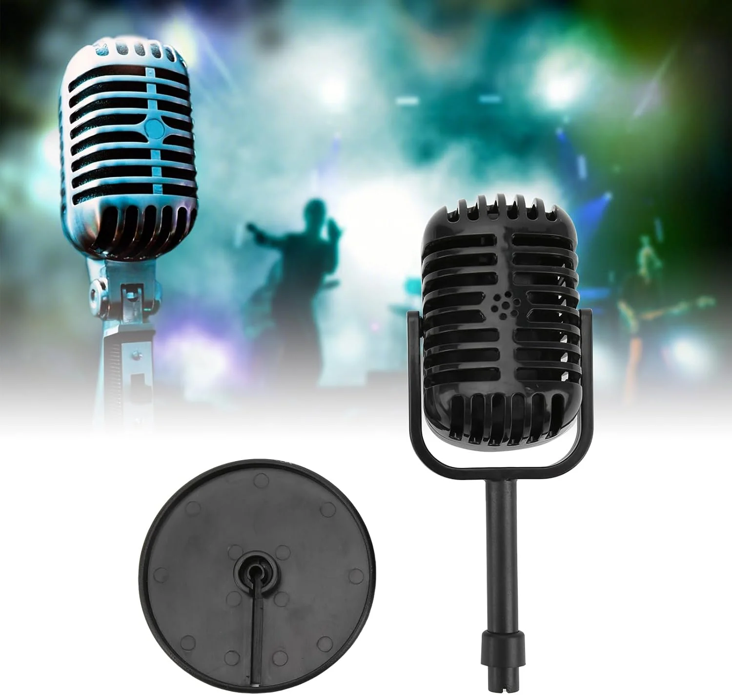 میکروفون قدیمی، میکروفون و پایه کلاسیک، لوازم جانبی عکاسی، میکروفون مناسب برای فیلمبرداری نمایش های رقص، (مشکی)