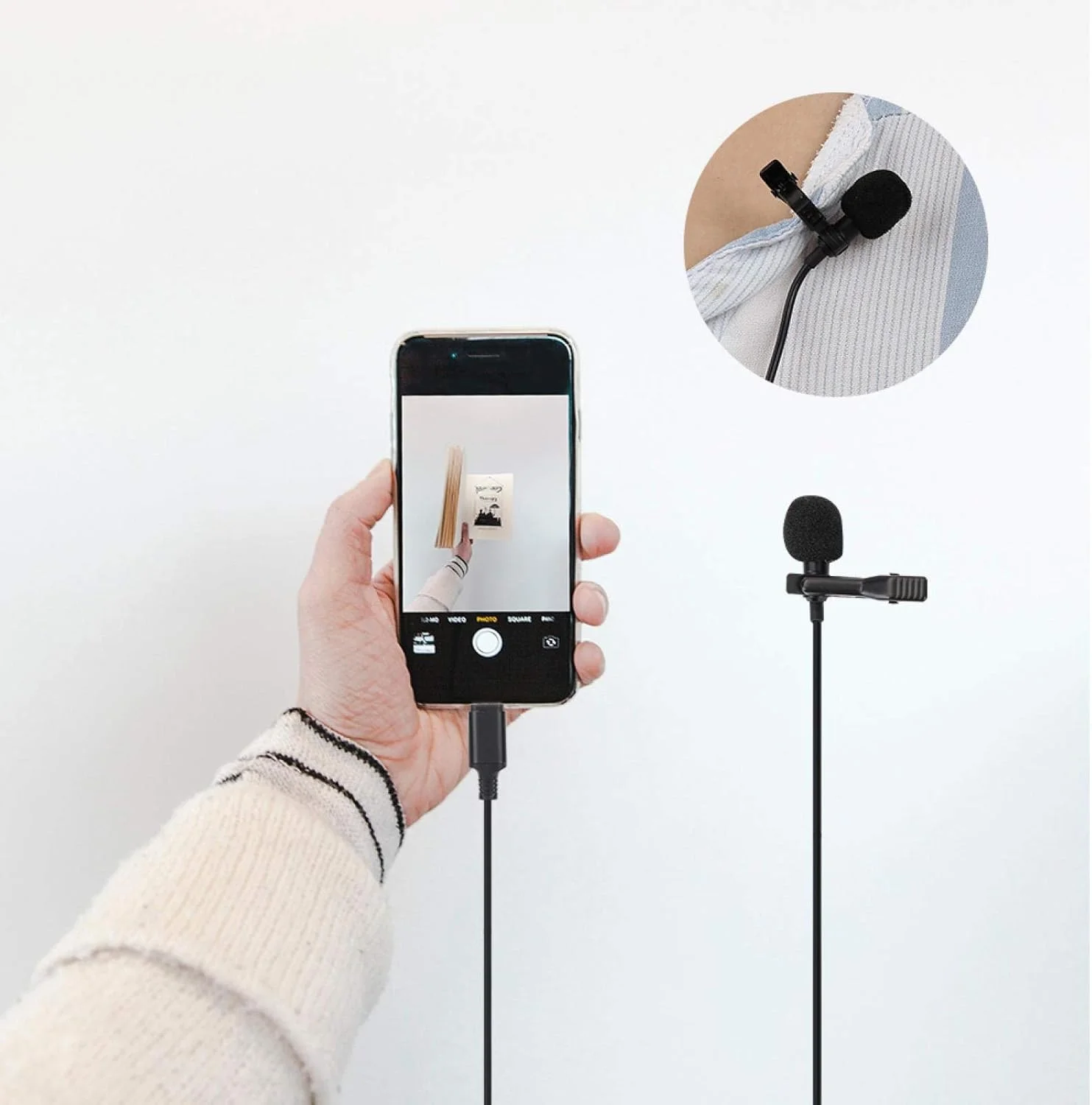 میکروفون یقه ای گیره دار مشکی با نرخ خرابی پایین، پلاستیکی، با کندانسور همه جهته