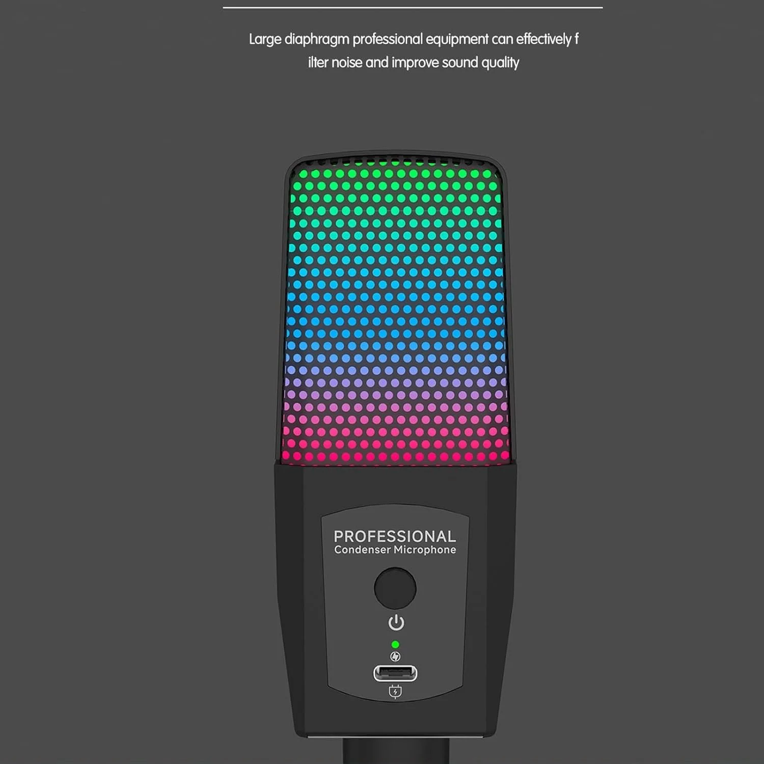 میکروفون گیمینگ حرفه ای Fabater با نور RGB - میکروفون کاندنسر USB برای استریم، پادکست و ضبط صدا در کامپیوتر، عملکرد بی صدا سریع برای گیمرها