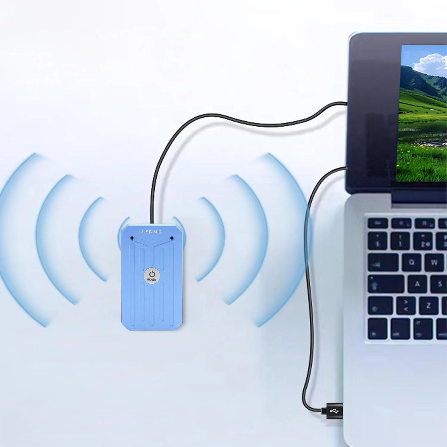 میکروفون USB همه کاره 360 درجه Fabater با قابلیت حذف نویز برای فواصل طولانی (آبی تیره)