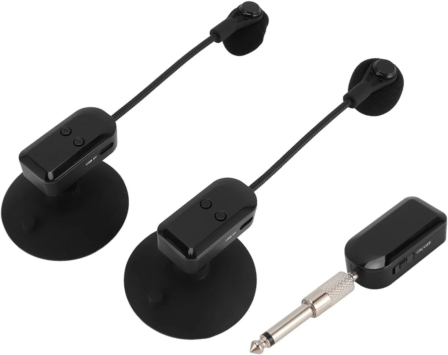 میکروفون ساکسیفون بی‌سیم Eujgoov 2.4G با قابلیت چرخش 360 درجه و دریافت دقیق صدا، دارای لرزه‌گیر قابل تنظیم برای سازهای بادی