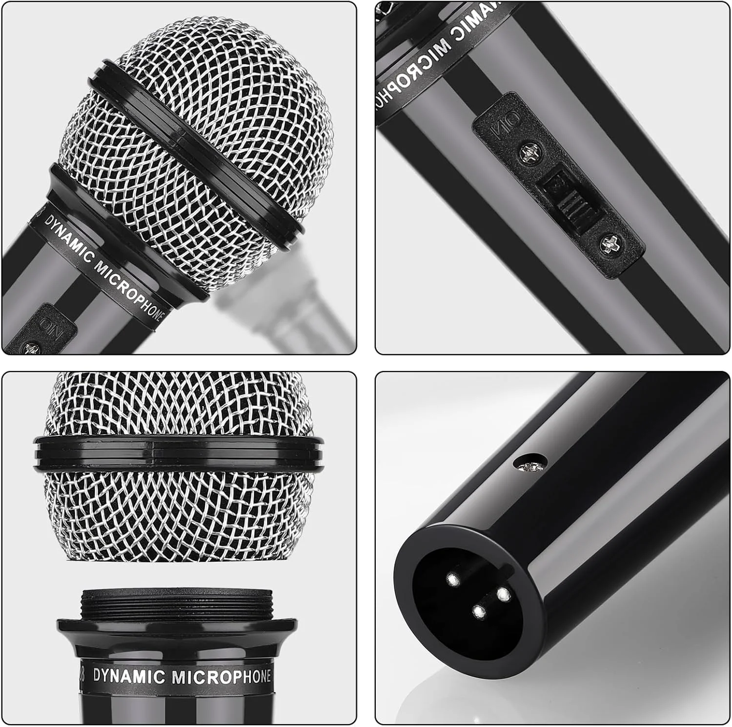 ست 2 عددی میکروفون اسباب بازی Facmogu، میکروفون پلاستیکی، میکروفون اسباب بازی برای بازی های نقش آفرینی، میکروفون براق برای جشن تولد، کریسمس و اجرای موسیقی - مشکی