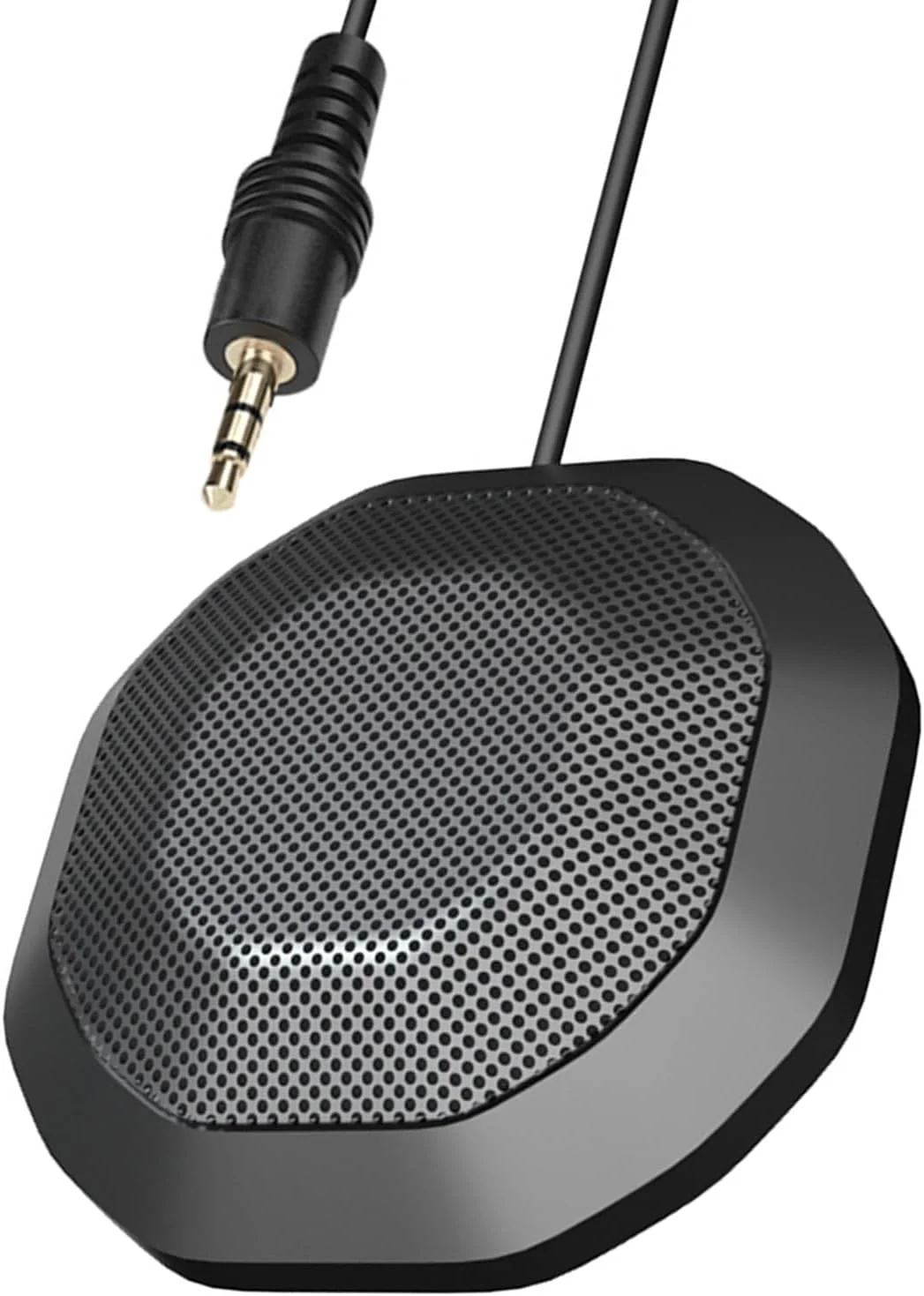 میکروفون کامپیوتر 360 درجه همه جهته Eujgoov با شارژ USB، میکروفون رومیزی با حساسیت بالا برای جلسات لپ تاپ و بازی (پلاگین 3.5 میلی متری)