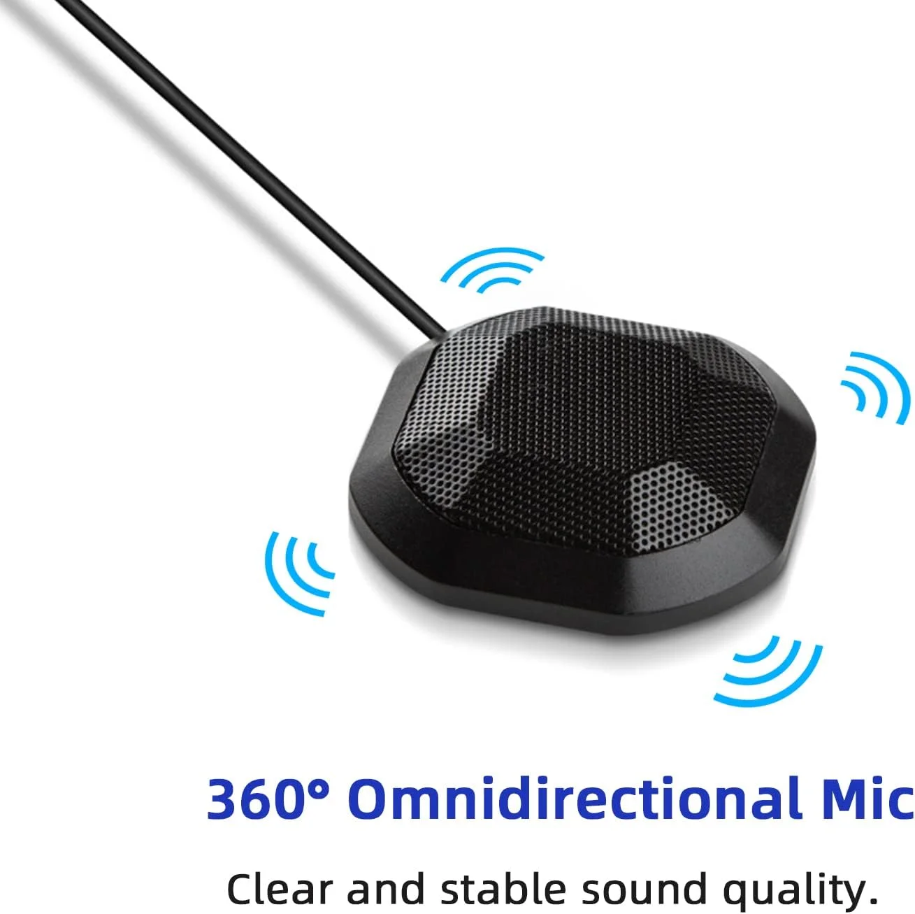 میکروفون کامپیوتر 360 درجه همه جهته Eujgoov با شارژ USB، میکروفون رومیزی با حساسیت بالا برای جلسات لپ تاپ و بازی (پلاگین 3.5 میلی متری)