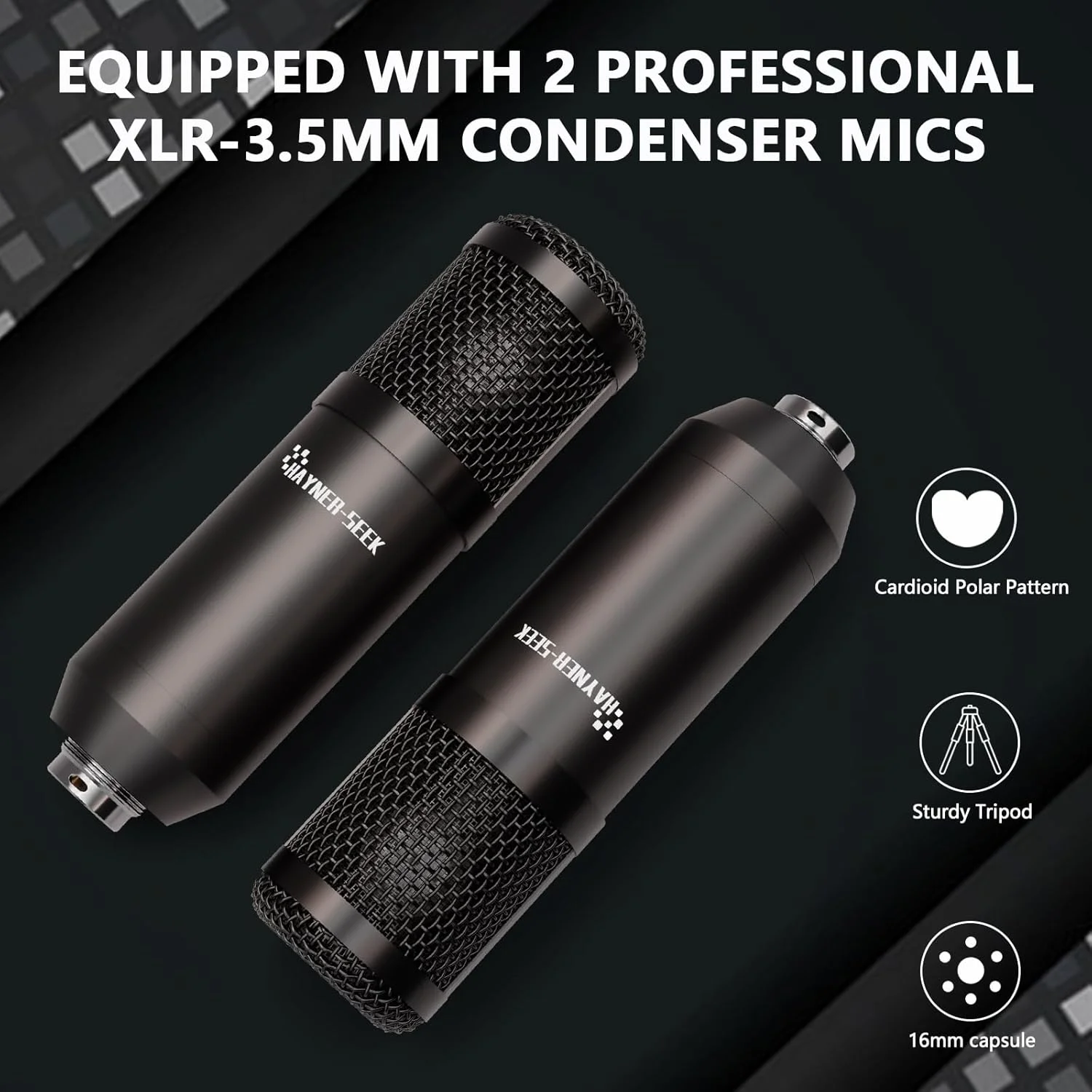 بسته تجهیزات پادکست برای 2 نفر، میکسر DJ با کارت صدای رابط صوتی و میکروفون کندانسور 3.5 میلی متری برای کامپیوتر، تلفن هوشمند، تغییر صدا، RGB برای ضبط، استریم، پادکست، بازی، COMMANDER M100 نسل سوم