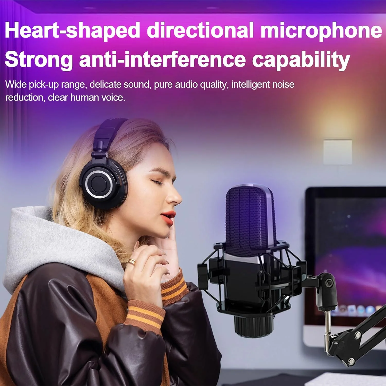 مجموعه تجهیزات پادکست برای یک نفر، کارت صدا با میکروفون کاندنسر XLR و کابل صوتی 3.5 میلی‌متری، نور RGB، قطع صدا، فانتوم پاور 48 ولت برای استریم، بازی، ضبط