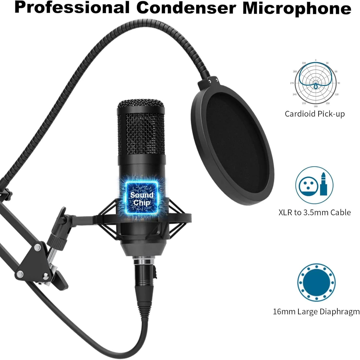 مجموعه تجهیزات پادکست، میکسر صدا با تغییر صدا و میکروفون استودیویی کندانسور برای پخش زنده، ضبط پادکست، کامپیوتر، لپ تاپ، تلفن TikTok