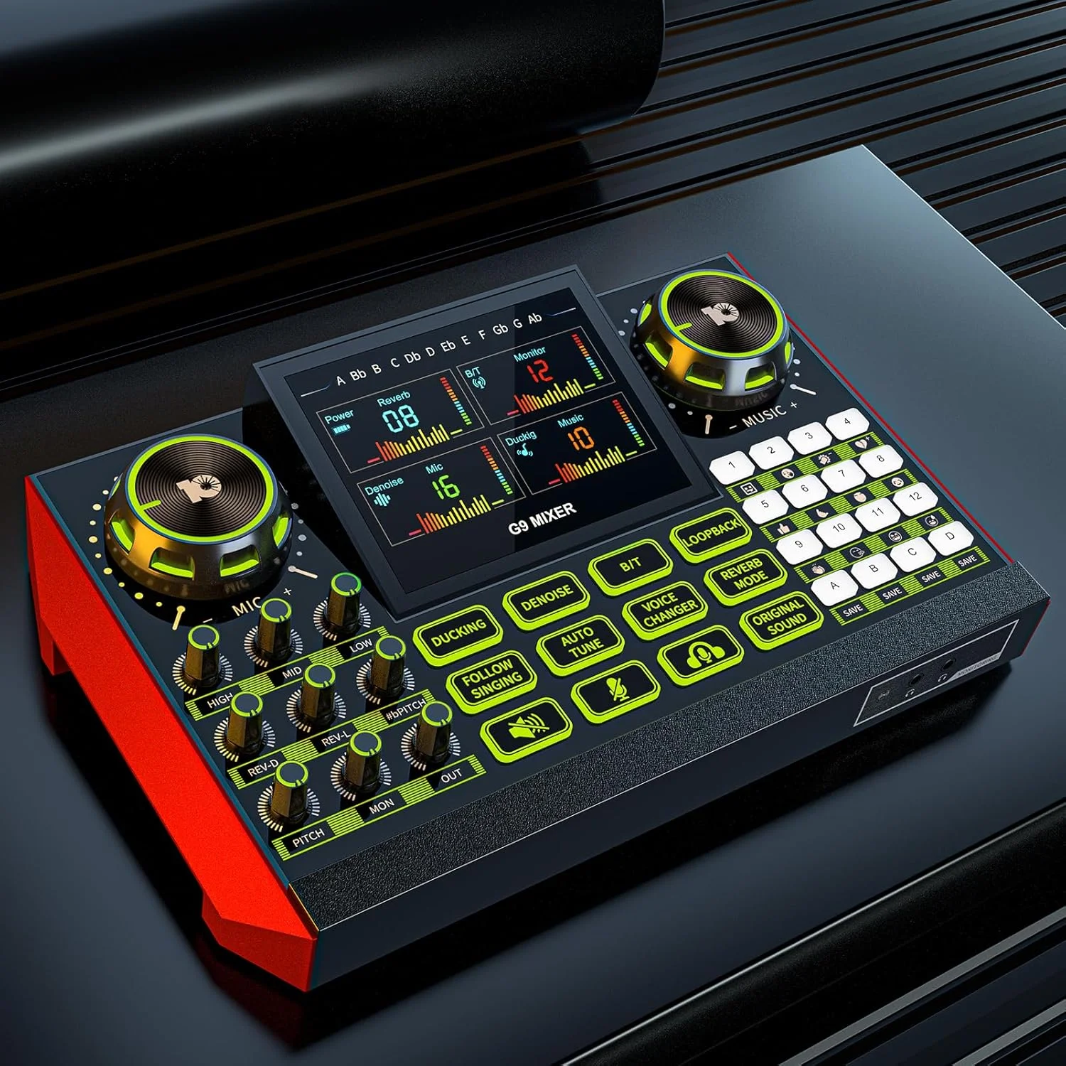 مجموعه تجهیزات پادکست G9، کارت صدای رابط صوتی با میکروفون کاردیوئید P15، میکسر همه کاره DJ، ایده آل برای پخش زنده، آواز، یوتیوب و بازی