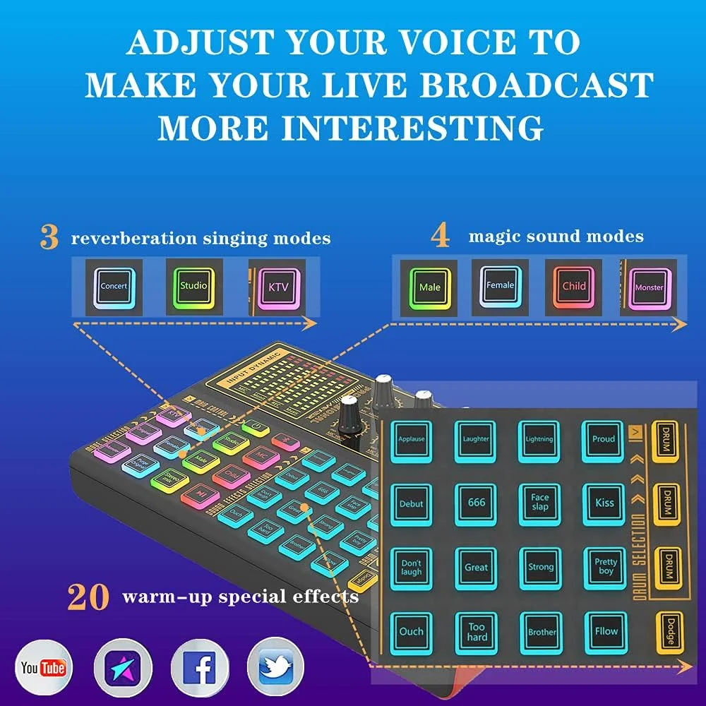 مجموعه تجهیزات پادکست K300، شامل میکروفون کاندنسر پادکست، کارت صدای رابط صوتی با میکسر DJ و برد میکسر صدا برای استریم/بازی/ضبط/آواز/تیک تاک/یوتیوب/کامپیوتر