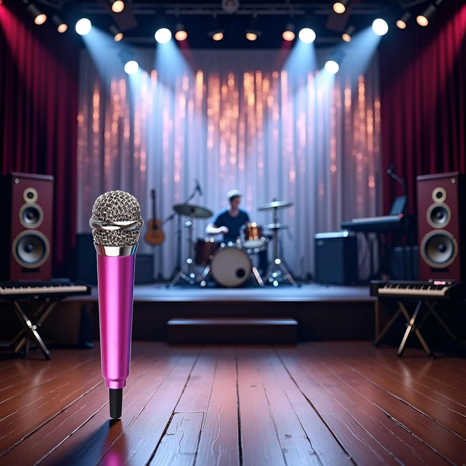 میکروفون آواز رومیزی کوچک رز قرمز: میکروفون کاندنسر مینی 3.5 میلی متری کارائوکه تلفن همراه با پایه، میکروفون های کاندنسر چند منظوره