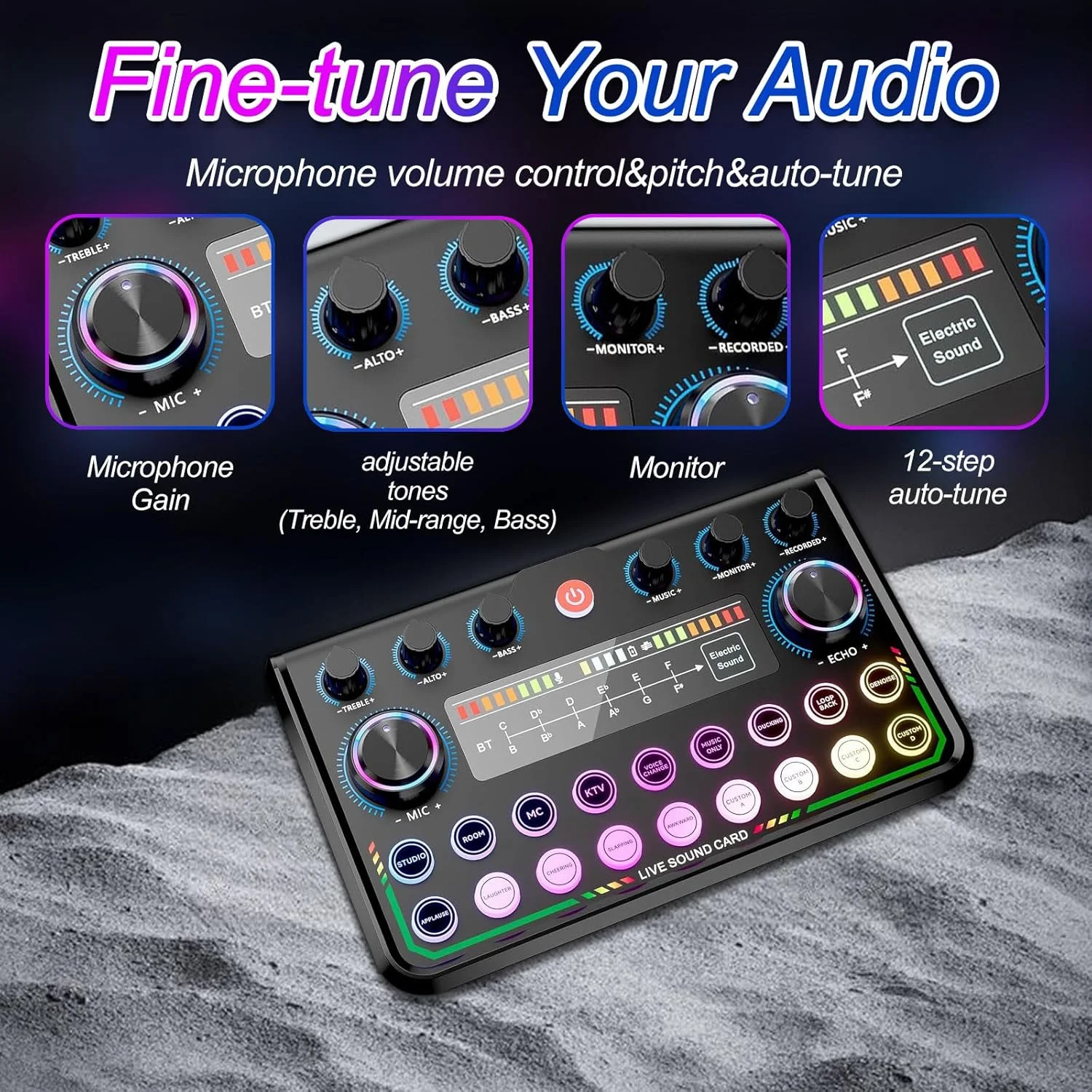 مجموعه تجهیزات پادکست، کارت صدای کامل با میکروفون کاندنسر برای تلفن هوشمند و کامپیوتر، کارت صدای زنده Plug-and-Play، ایده آل برای استریم، آواز، یوتیوب و بازی