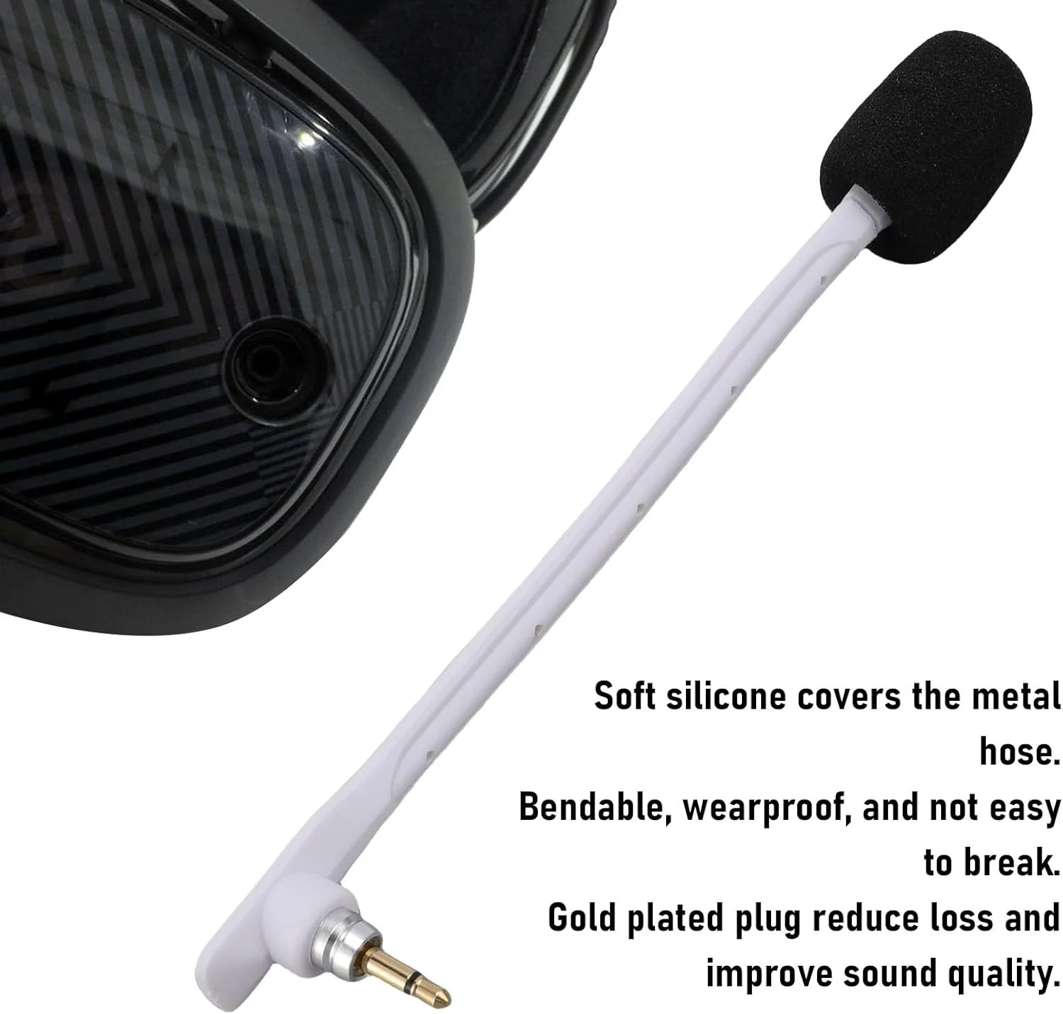 میکروفون جایگزین Elprico برای هدست گیمینگ TR، هدست های گیمینگ کامپیوتر PC، میکروفون کاهنده نویز جداشدنی 3.5 میلی متری (سفید)