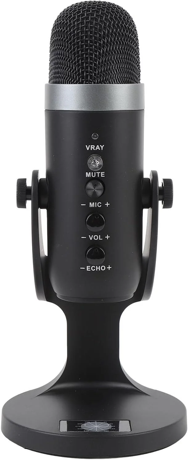 میکروفون کاندنسر USB الپریکو برای کامپیوتر، میکروفون گیمینگ، میکروفون USB PC برای پادکست، ویدیو، استریمینگ، میکروفون کاندنسر، گیمینگ سیمی با پایه رومیزی برای استریمینگ پادکست