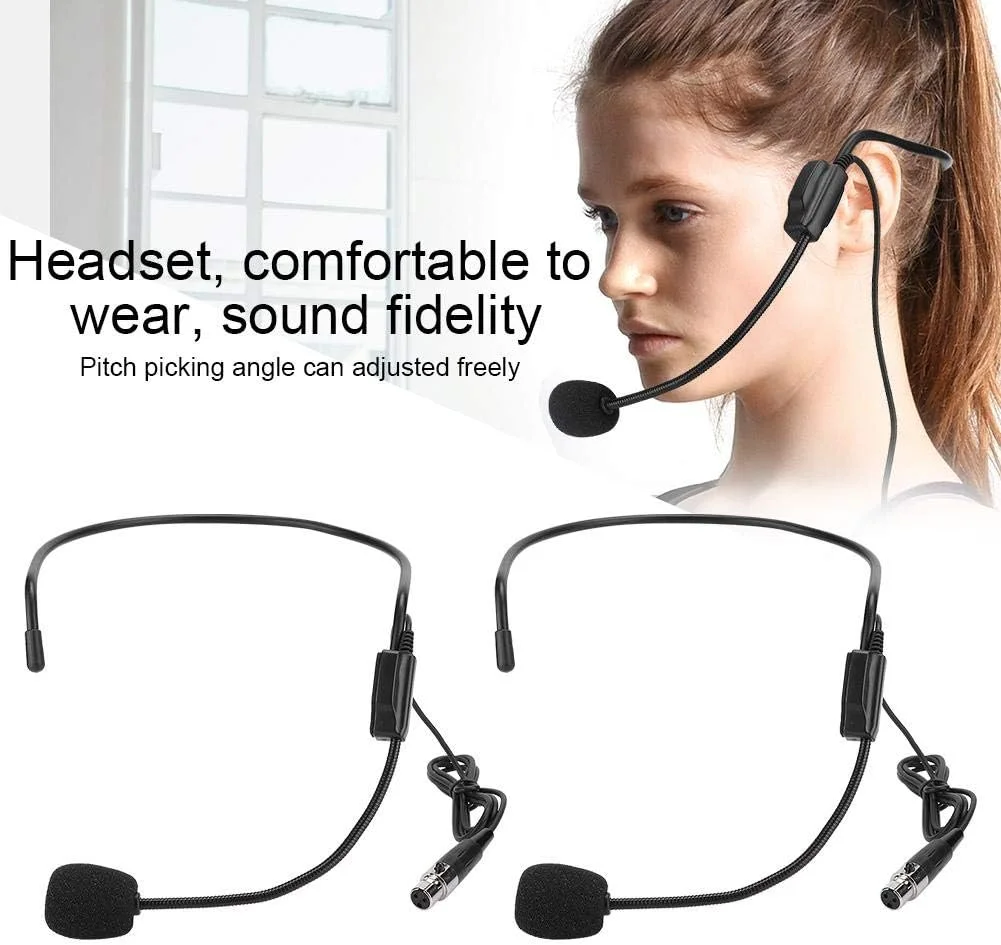 2 عدد میکروفون الکتریکی هدست، میکروفون مینی کندانسور صوتی با کانکتور 3 پین XLR TA3F، میکروفون تقویت صدا