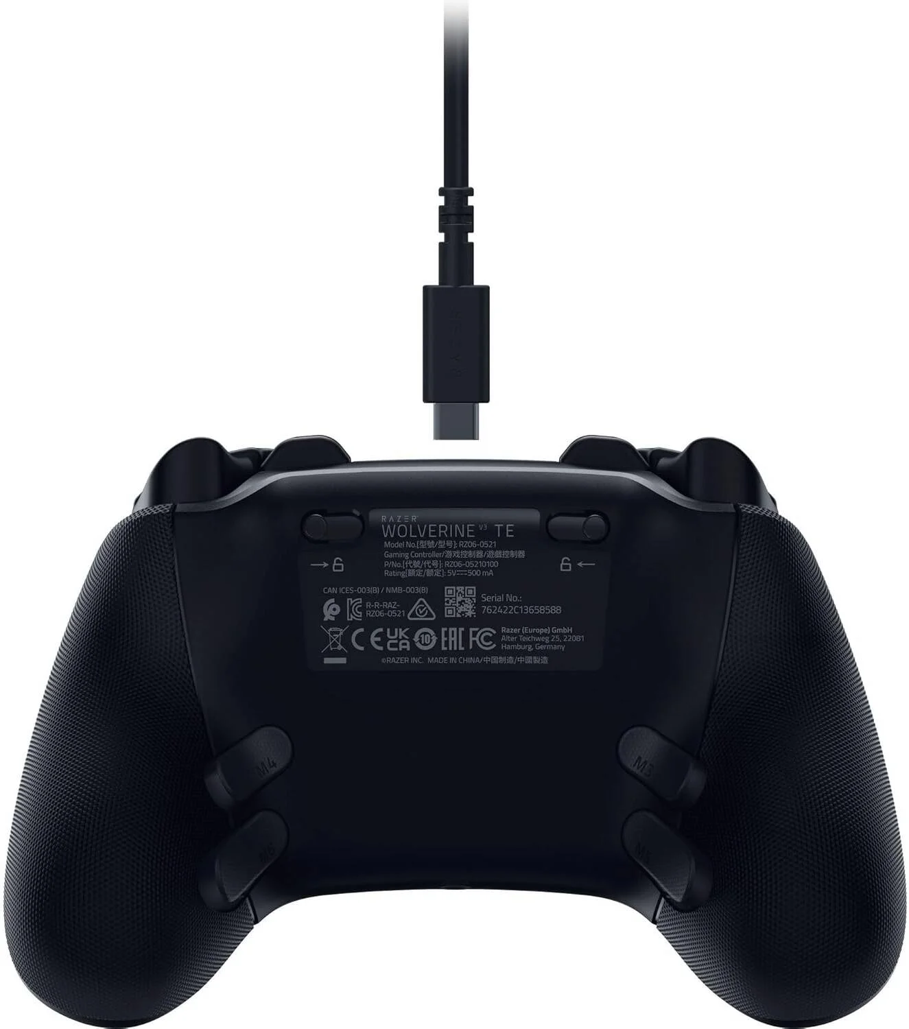 دسته بازی سیمی Razer Wolverine V3 Tournament Edition، بی‌سیم HyperSpeed، دارای 4 پدال پشتی با قابلیت کلیک ماوس، 2 سپر با گریپ پنجه‌ای، جوی‌استیک‌های آنالوگ با اثر هال ضد دریفت، مشکی | RZ06-05210100-R3M1