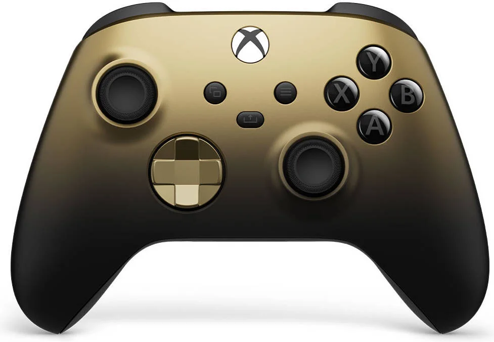 دسته بازی بی سیم نسخه ویژه Microsoft Xbox Gold Shadow، گریپ های جانبی الماسی لاستیکی، D-Pad هیبریدی، بلوتوث، جک هدست 3.5 میلی متری، تا 40 ساعت عمر باتری، Gold Shadow | G-SHDW دسته بازی بی سیم نسخه ویژه Microsoft Xbox Gold Shadow، گریپ های جانبی الماسی لاستیکی، D-Pad هیبریدی، بلوتوث، جک هدست 3.5 میلی متری، تا 40 ساعت عمر باتری، Gold Shadow | G-SHDW