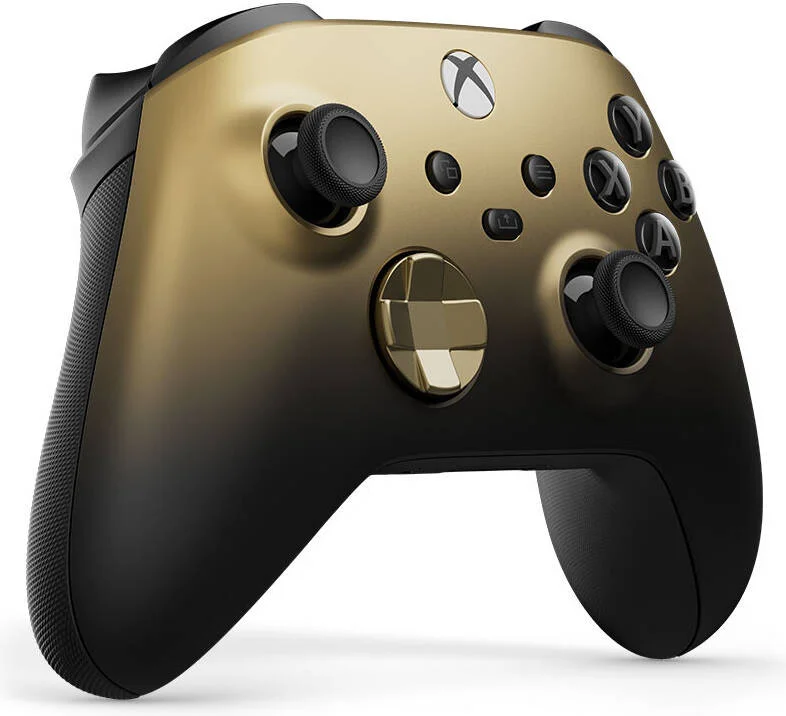 دسته بازی بی سیم نسخه ویژه Microsoft Xbox Gold Shadow، گریپ های جانبی الماسی لاستیکی، D-Pad هیبریدی، بلوتوث، جک هدست 3.5 میلی متری، تا 40 ساعت عمر باتری، Gold Shadow | G-SHDW دسته بازی بی سیم نسخه ویژه Microsoft Xbox Gold Shadow، گریپ های جانبی الماسی لاستیکی، D-Pad هیبریدی، بلوتوث، جک هدست 3.5 میلی متری، تا 40 ساعت عمر باتری، Gold Shadow | G-SHDW