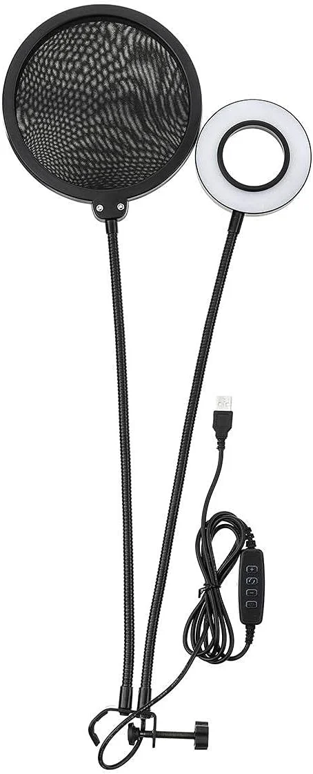 میکروفون اسپیکر با کارت صدا، دکمه تنظیم صدا و نور حلقه ای LED برای تجهیزات ضبط بازی و پخش زنده