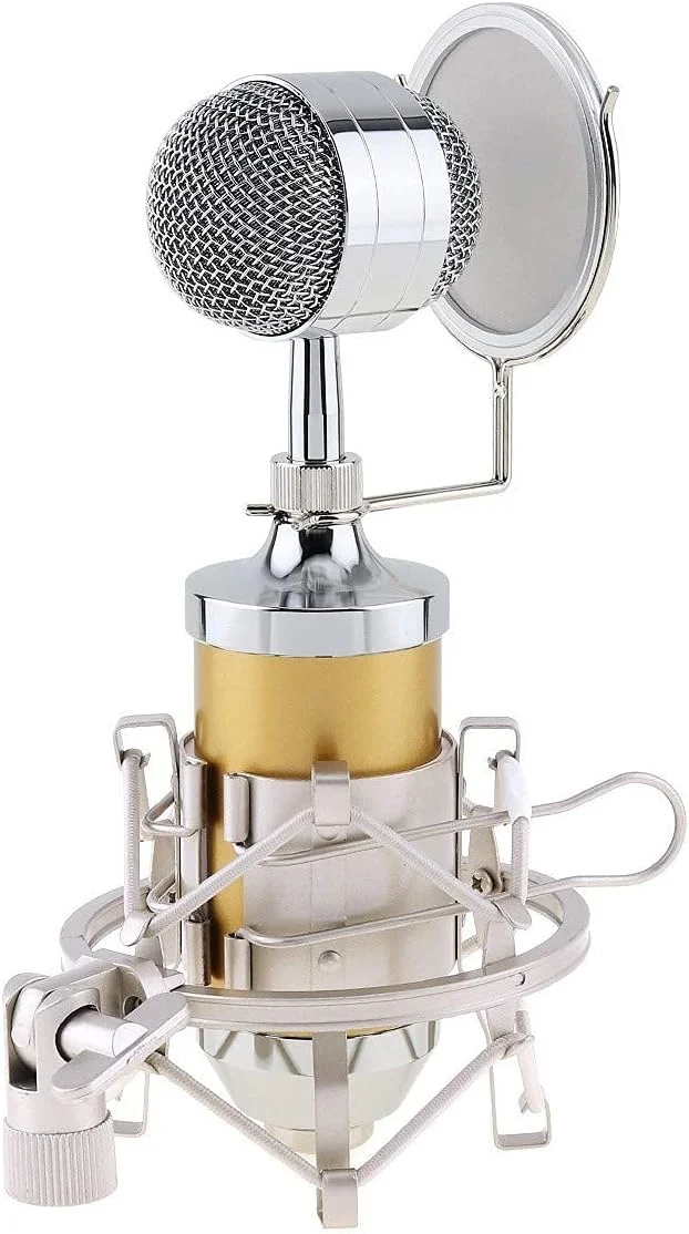 کیت میکروفون کاندنسر حرفه ای رومیزی برای پخش و ضبط، تجهیزات میکروفون، میکروفون ضبط کاردیوید با قاب ضد ضربه برای کاندنسر کارائوکه کامپیوتر