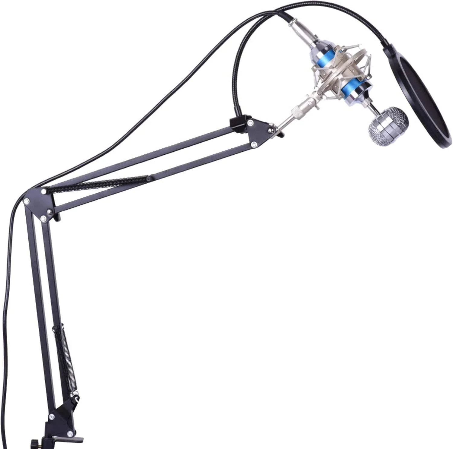پایه میکروفون استودیویی حرفه ای برای ضبط و پخش صدا، میکروفون کندانسور 3.5 میلی متری با لرزه گیر و بازویی