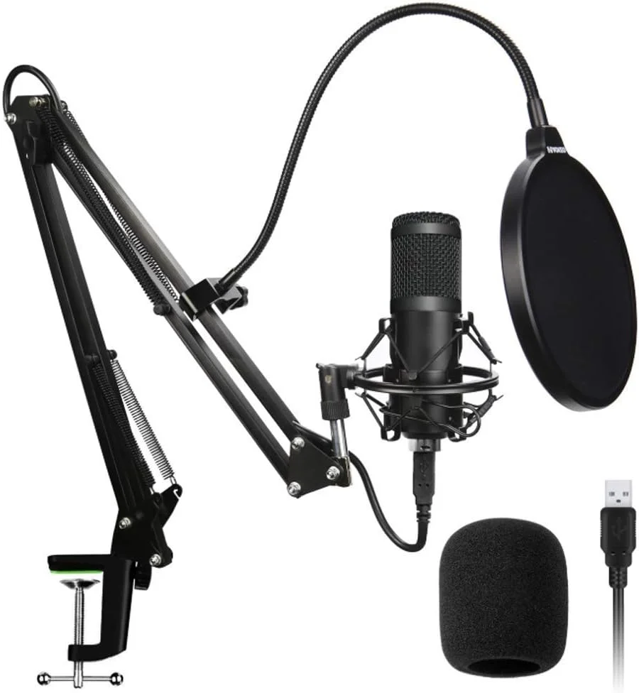 کیت میکروفون USB، نرخ نمونه برداری بالا 192 کیلوهرتز / 24 بیت میکروفون USB کامپیوتر مجموعه میکروفون BM800، میکروفون های کندانسور