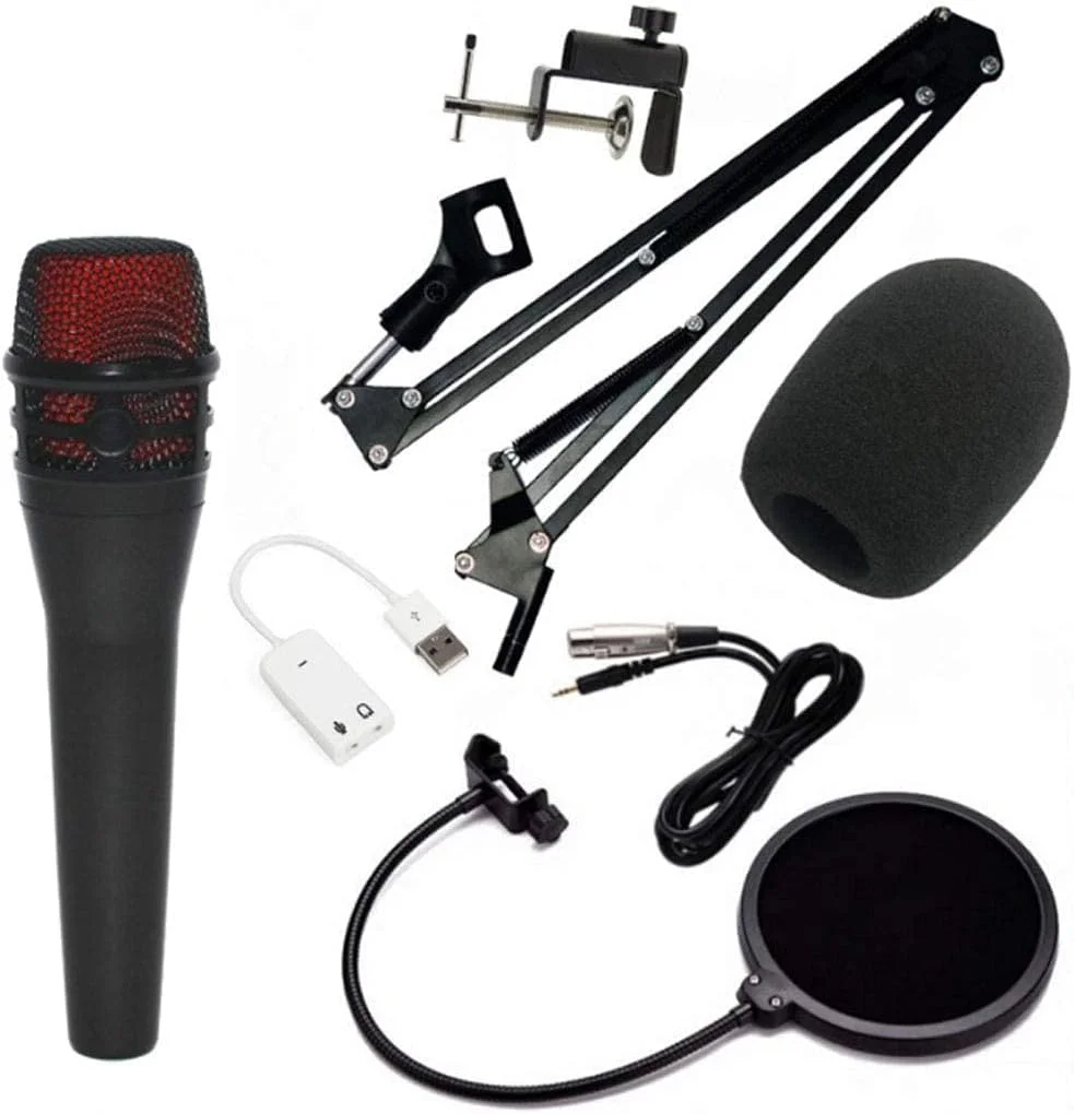 کیت میکروفون USB، میکروفون KTV صوتی کامپیوتر، کیت براکت توری جلوگیری از ترکیدگی میکروفون زنده، میکروفون های کندانسور