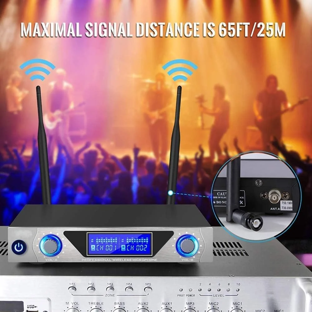 میکروفون بی‌سیم، میکروفون حرفه‌ای دستی، میکروفون بی‌سیم Ktv، مجموعه دو میکروفون، میکروفون‌های کندانسور