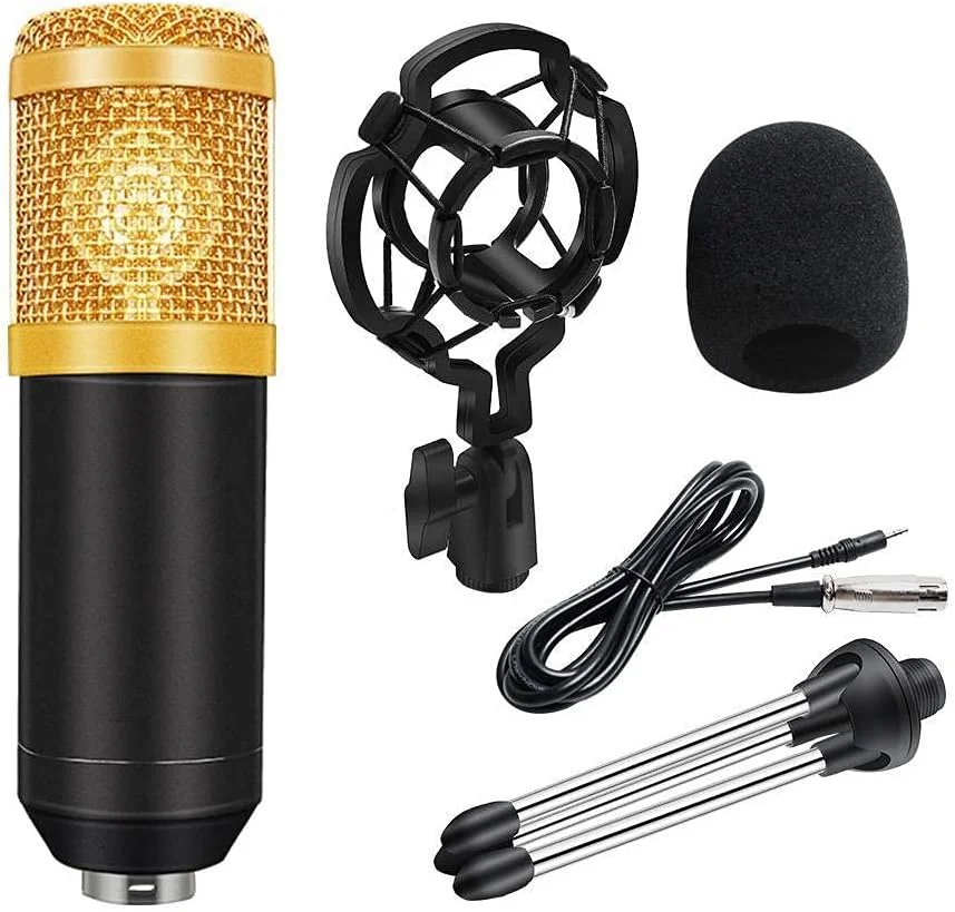 میکروفون سه عددی به همراه سه پایه، میکروفون فلزی کاندنسر با پایه، کارائوکه کامپیوتر برای رایانه شخصی، لپ تاپ، پخش زنده میکروفون سه عددی به همراه سه پایه، میکروفون فلزی کاندنسر با پایه، کارائوکه کامپیوتر برای رایانه شخصی، لپ تاپ، پخش زنده