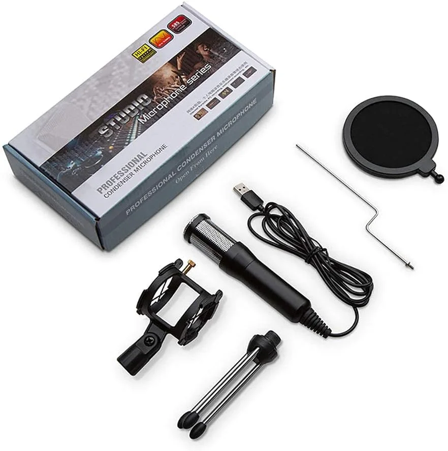 میکروفون USB کاندنسر کاردیوئید مناسب استریمینگ، پادکست و ضبط صدا برای کامپیوتر و یوتیوب