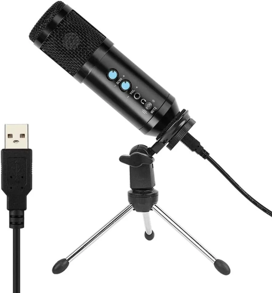 میکروفون USB کاندنسر میکروفون ضبط حرفه ای کارائوکه میکروفون 3.5 میلی متری برای لپ تاپ با پایه