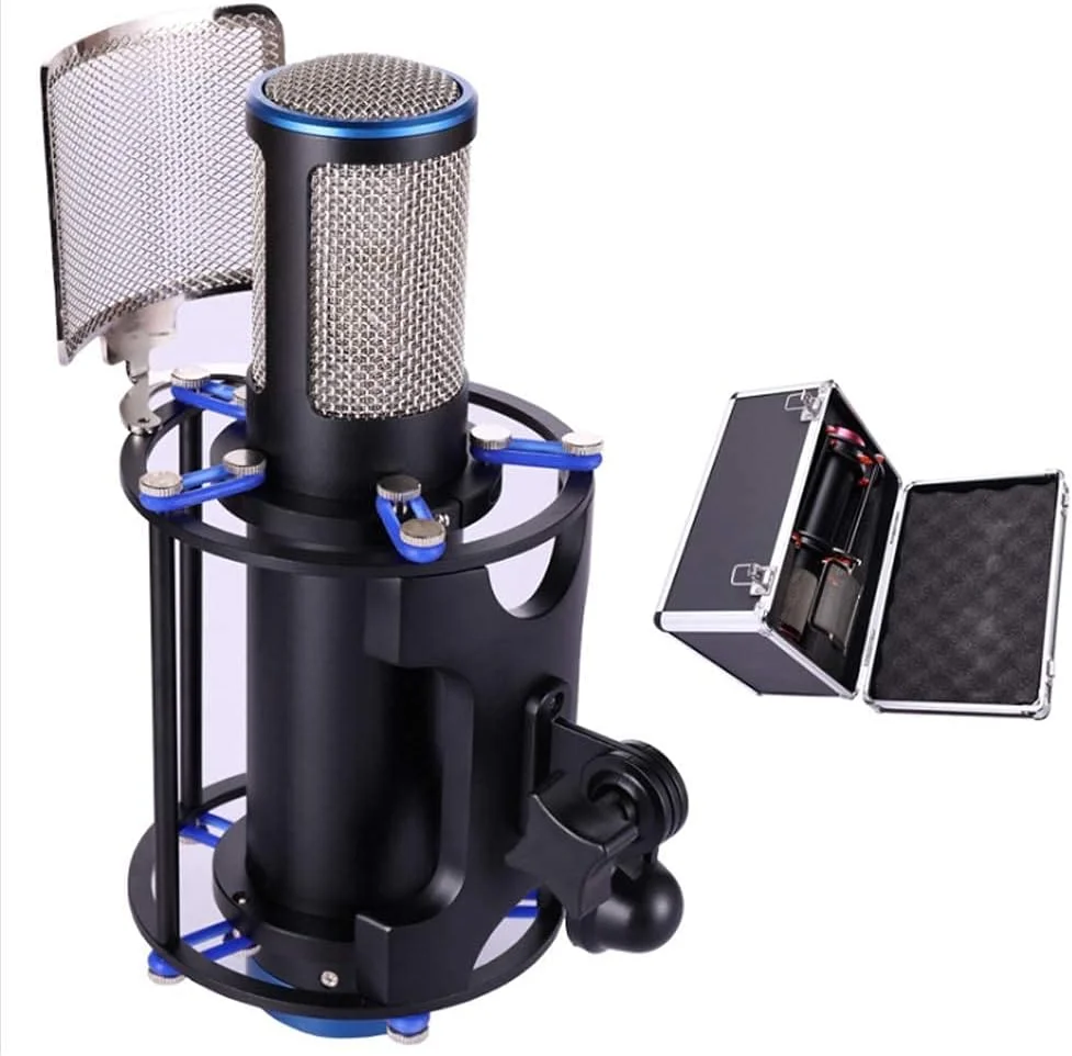 میکروفون کاندنسر دیافراگم بزرگ ضد اسپری، میکروفون موشکی، میکروفون خانگی مناسب برای پخش زنده