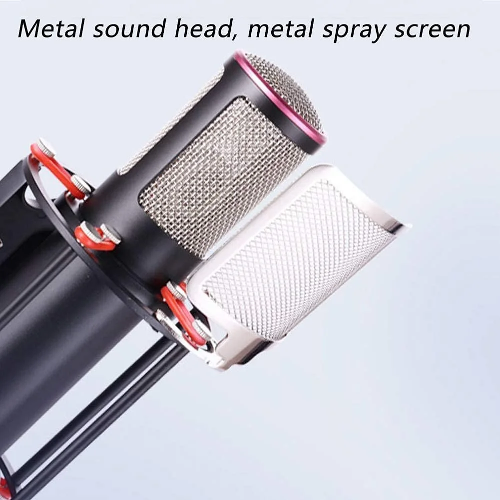 میکروفون کاندنسر دیافراگم بزرگ ضد اسپری، میکروفون موشکی، میکروفون خانگی مناسب برای پخش زنده