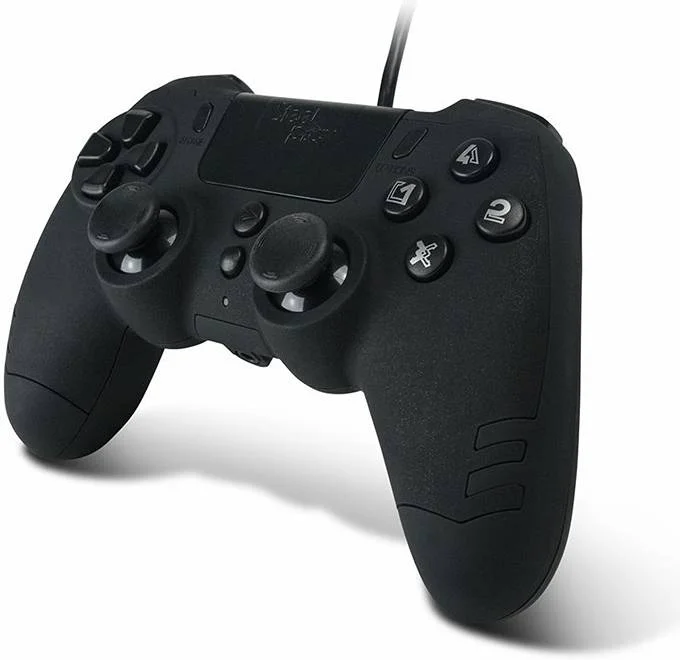 دسته بازی سیمی استیل پلی اسلیم پک، عملکرد تاچ پد، خروجی هدفون صدا، سیستم لرزش دوگانه، کابل 3 متری، طراحی متالیک (رنگ)، مشکی | JVAMUL00152